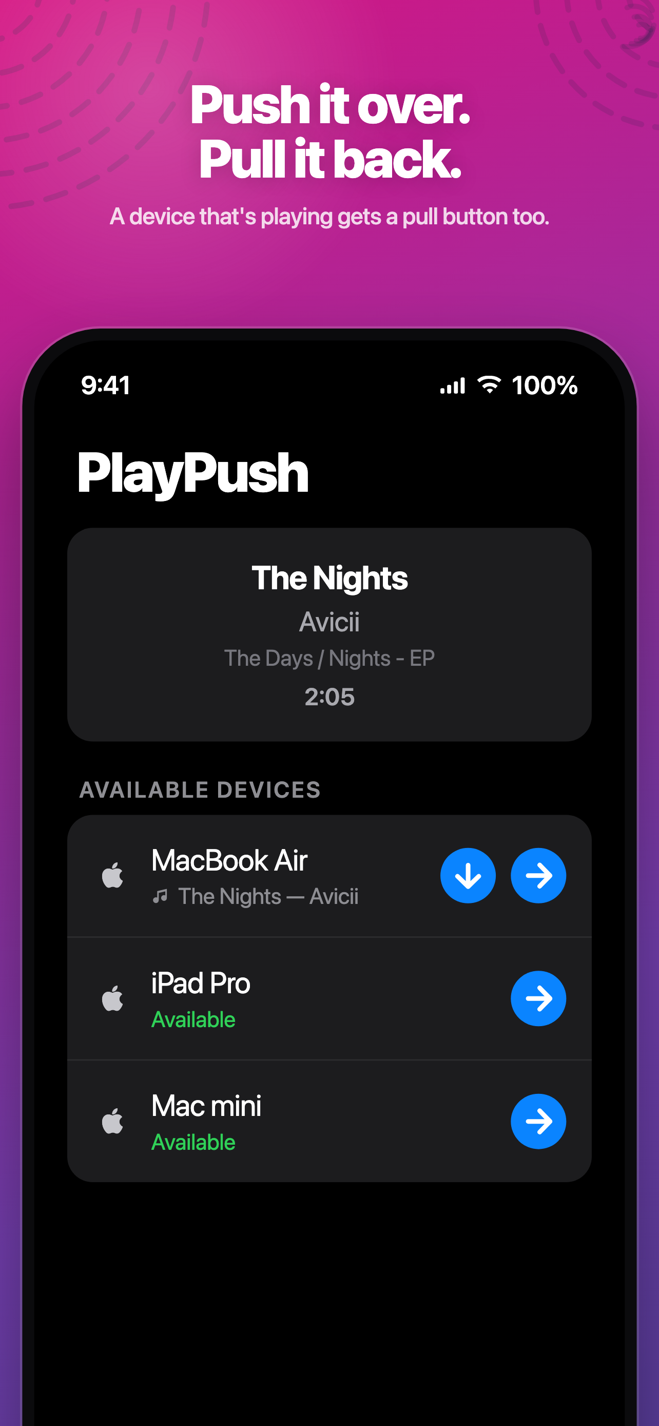 Pushing playback to a Mac or pulling it back to the iPhone